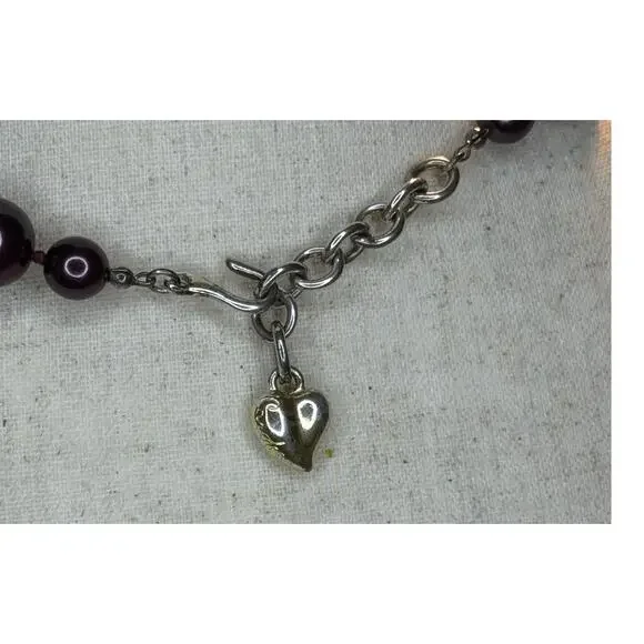 Vintage Carolee Burgundy Knotted Simulated Pearl Choker